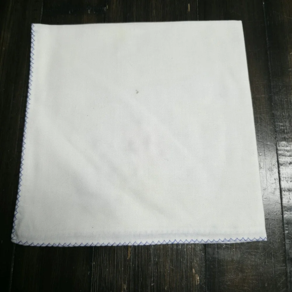 Vintage Embroidered Cloth Napkins White Blue Floral Flower Set of 4 Cottagecore